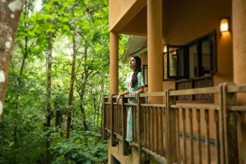 Breathtaking balcony view at Vythiri Mist Resort