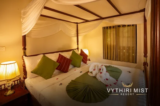 Spacious bedroom of Vythiri Mist Resort villa